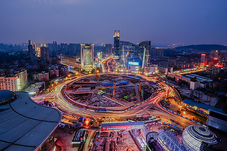 武汉城市夜景光谷广场高清图片