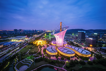 城建筑武汉城市夜景未来科技城背景
