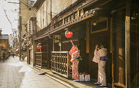 日本京都京都日本和服少女背景