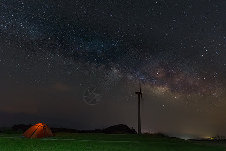 红色星空银河下的红色帐篷背景