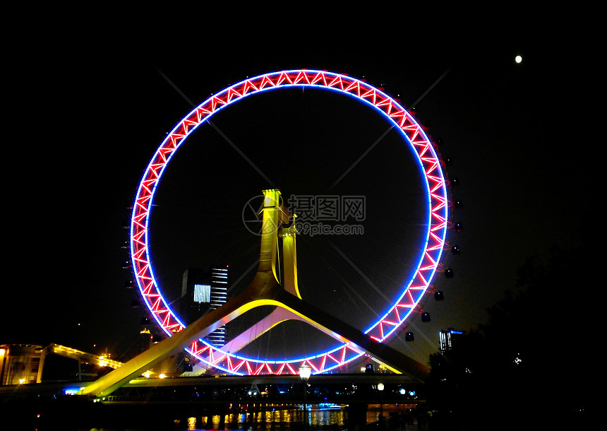 天津之眼夜景图片