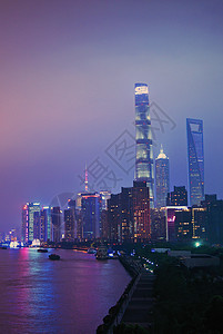 上海浦江夜景夜色朦胧的黄浦江夜景背景
