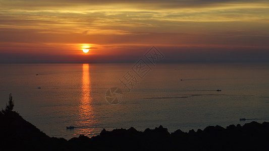 山与城韩国济州岛城山日出峰日出背景