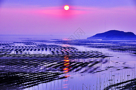 光影背景中国最美滩涂——霞浦风光背景