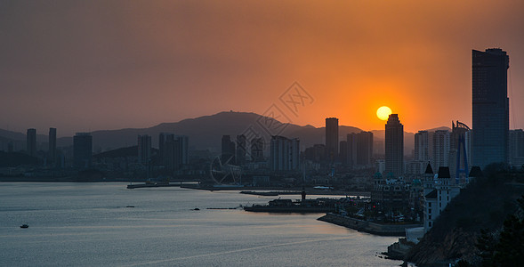 城市印象星海湾落日印象背景