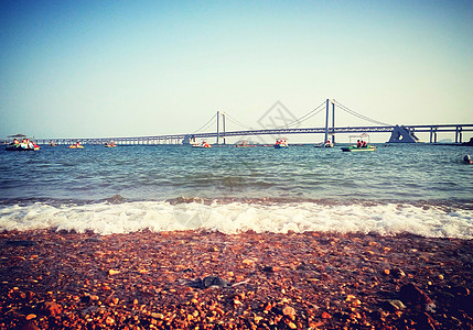 青岛海湾大桥青岛海水浴场背景