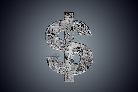 货币符号与齿轮背景图片