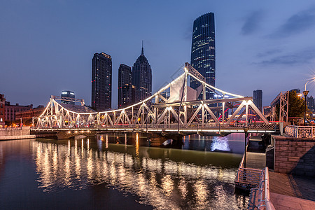 塔夜景天津解放桥背景