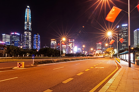 红旗城市道路公交站夜景背景