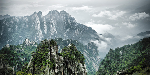 黃山旅游远眺黄山风光风景背景