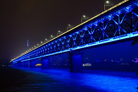 公路运输武汉长江大桥夜景背景