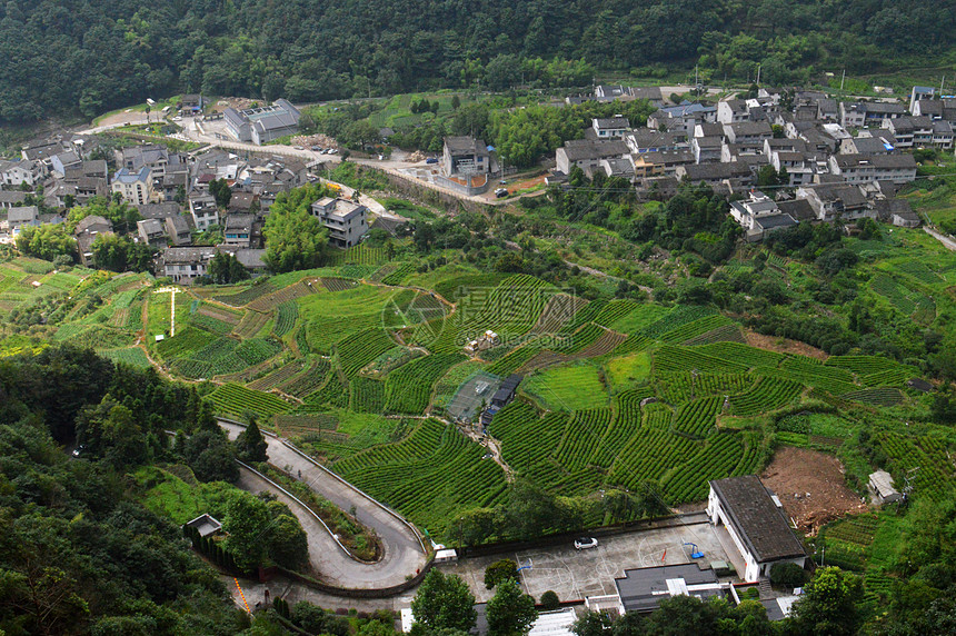 航拍俯视雁荡山乡村图片