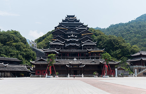 民族文化重庆彭水蚩尤九黎城建筑全貌背景