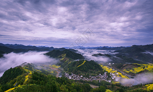 江西风景江西婺源春季油菜花田背景