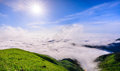 武功山山顶壮观的云海 背景图片