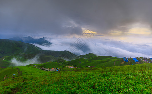 草甸地貌武功山山顶壮观的云海背景