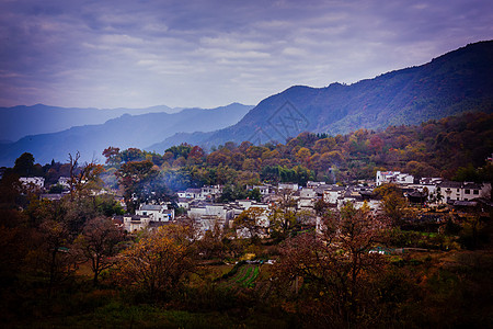 江南古镇村落秋色  图片