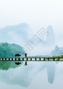 浙江山水浙江丽水缙云仙都景区美景背景