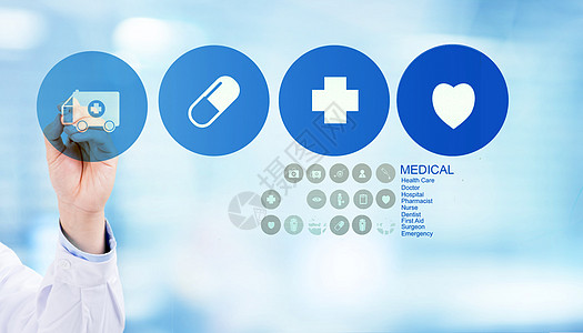 检验图标医学理念的医学博士手设计图片