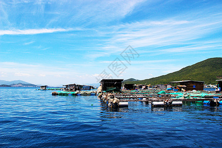 手绘大海海上人家背景