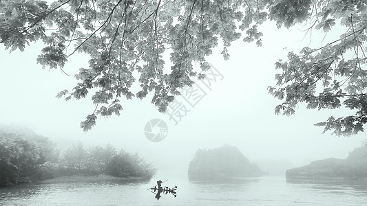 风景灰色充满中国风的小东江雾气背景