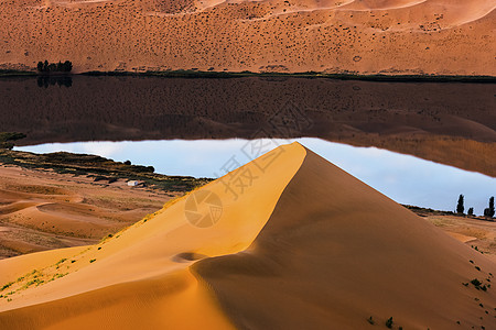 沙漠之湖巴丹吉林沙漠沙海中的生命之泉背景