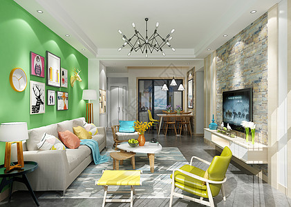 色彩艳丽的客厅效果图图片