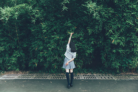 日系校服日系小清新女生背影背景