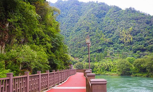 河道边的绿道步行道背景图片