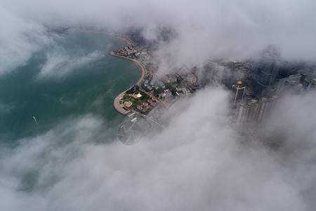 青岛海湾鸟瞰城市背景