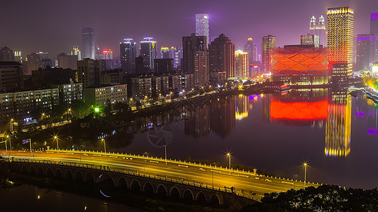 汉街汉秀剧场武汉汉街夜景背景