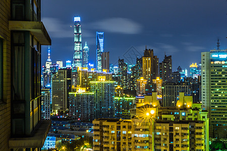 上海浦东新区夜景背景图片