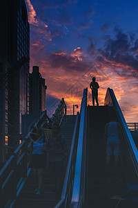 城市建筑图片城市建筑天桥天空背景