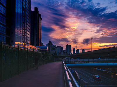 城市建筑天桥天空图片