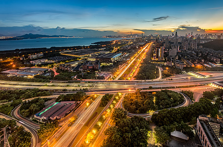 路夜景广深高速和深南大道立交背景