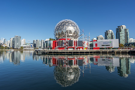 河边建筑温哥华城市倒影背景