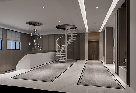 新中式简洁风过厅室内设计效果图高清图片