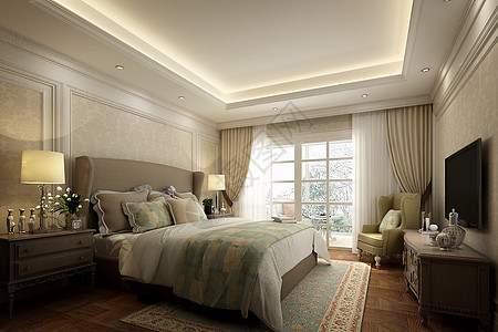 北欧风简洁卧室室内设计效果图背景图片