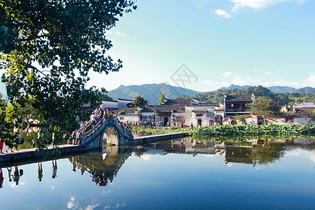 古墨山水安徽黄山宏村背景