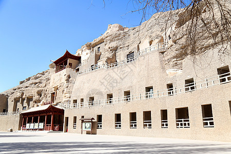 敦煌莫高窟建筑物背景图片