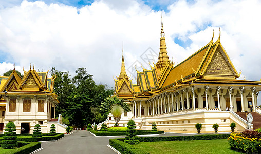 建筑造型柬埔寨金边大王宫背景