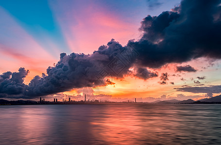 彩色天空乌云伴朝霞背景