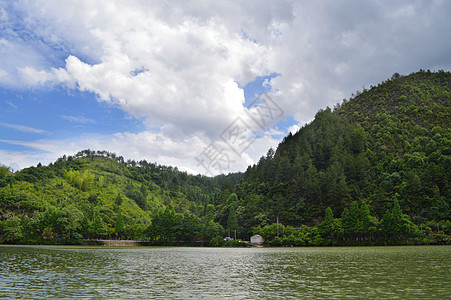 浙江云和仙宫湖云和湖仙宫风景区背景