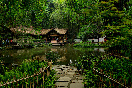 竹林小屋成都杜甫草堂背景