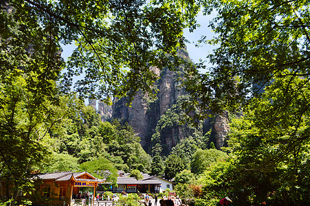 张家界十里画廊风景区天子山脚下背景