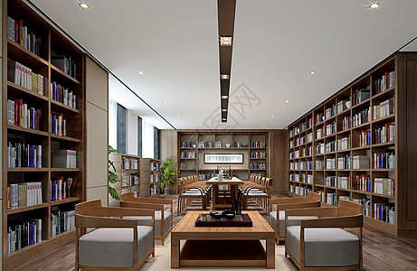 北欧风简约书店室内设计效果图图片