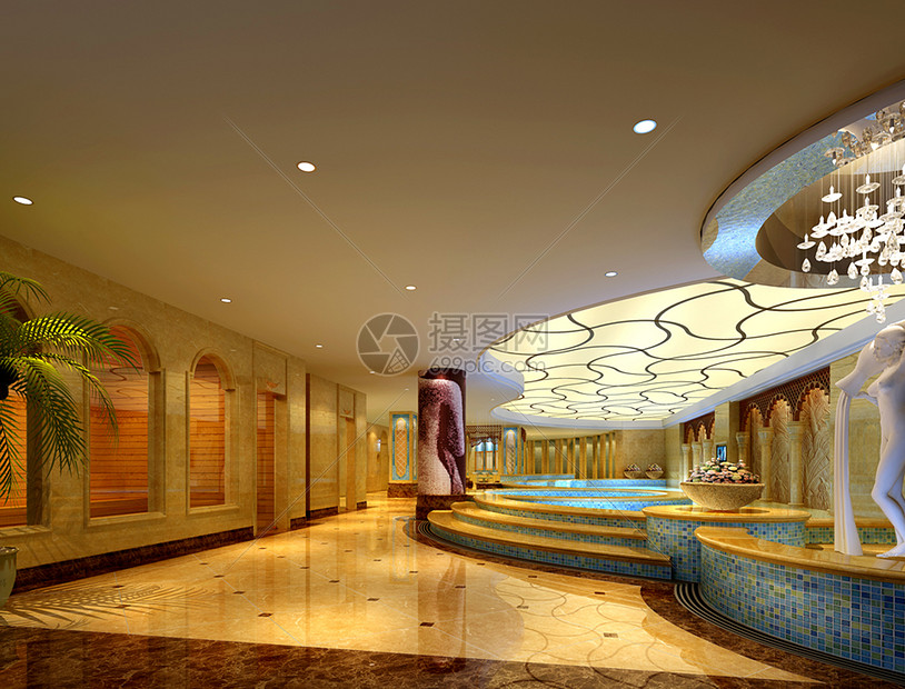 欧式奢华洗浴中心室内设计效果图图片