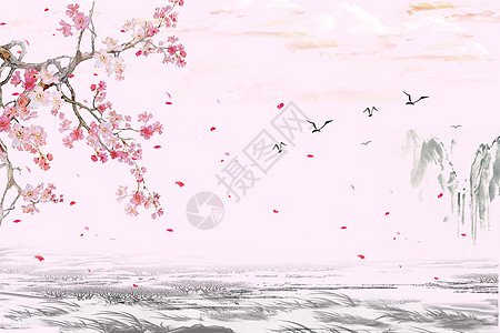 国画花鸟中国风水墨山水花鸟背景设计图片