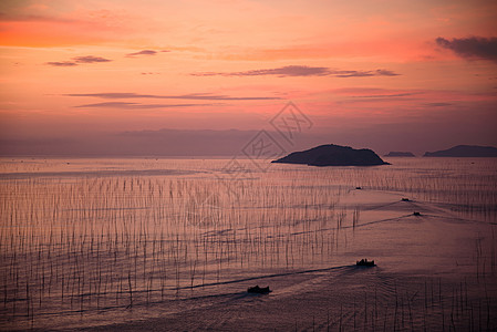 最美海滩福建霞浦北岐滩涂日出背景