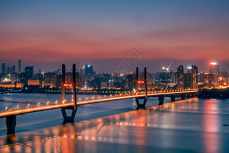 长江主轴核心武汉长江二桥夜景背景